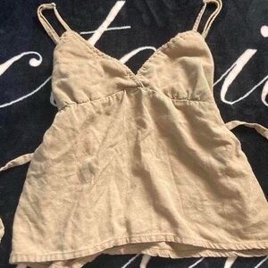 Brown linen babydoll cami